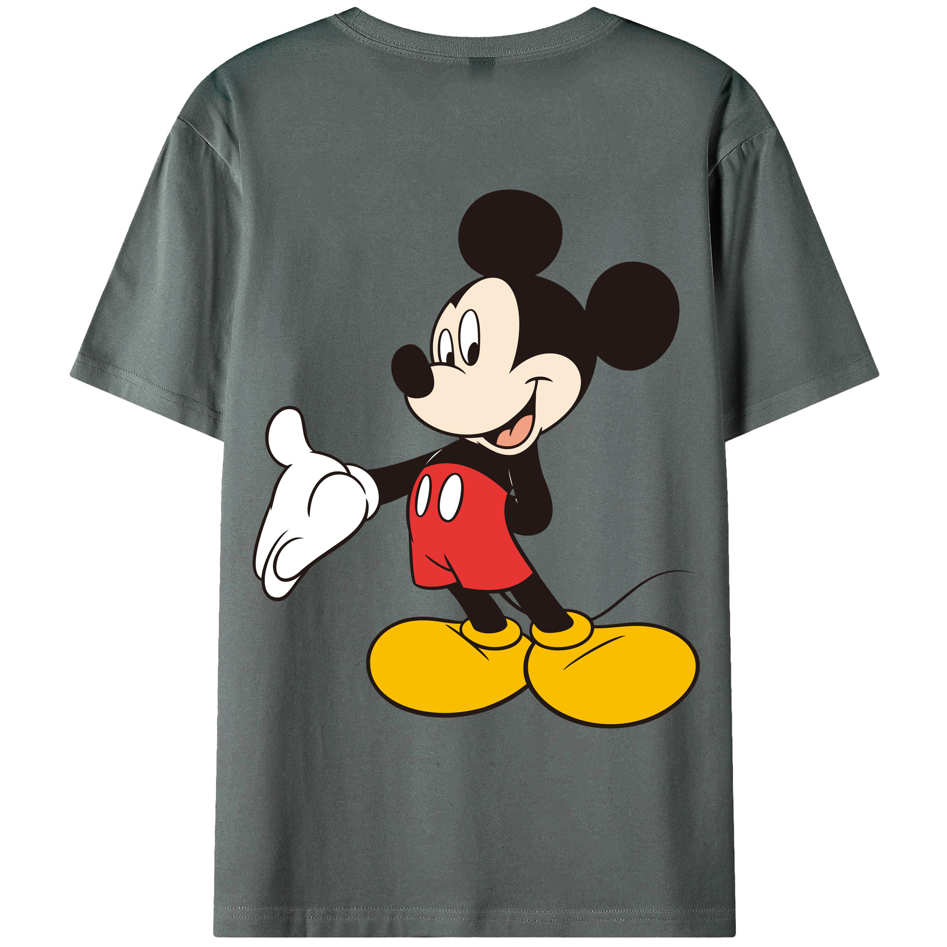 ミッキーマウス Mickey Mouse 綿100％ メンズ半袖Tシャツ（バックプリント） 通気性